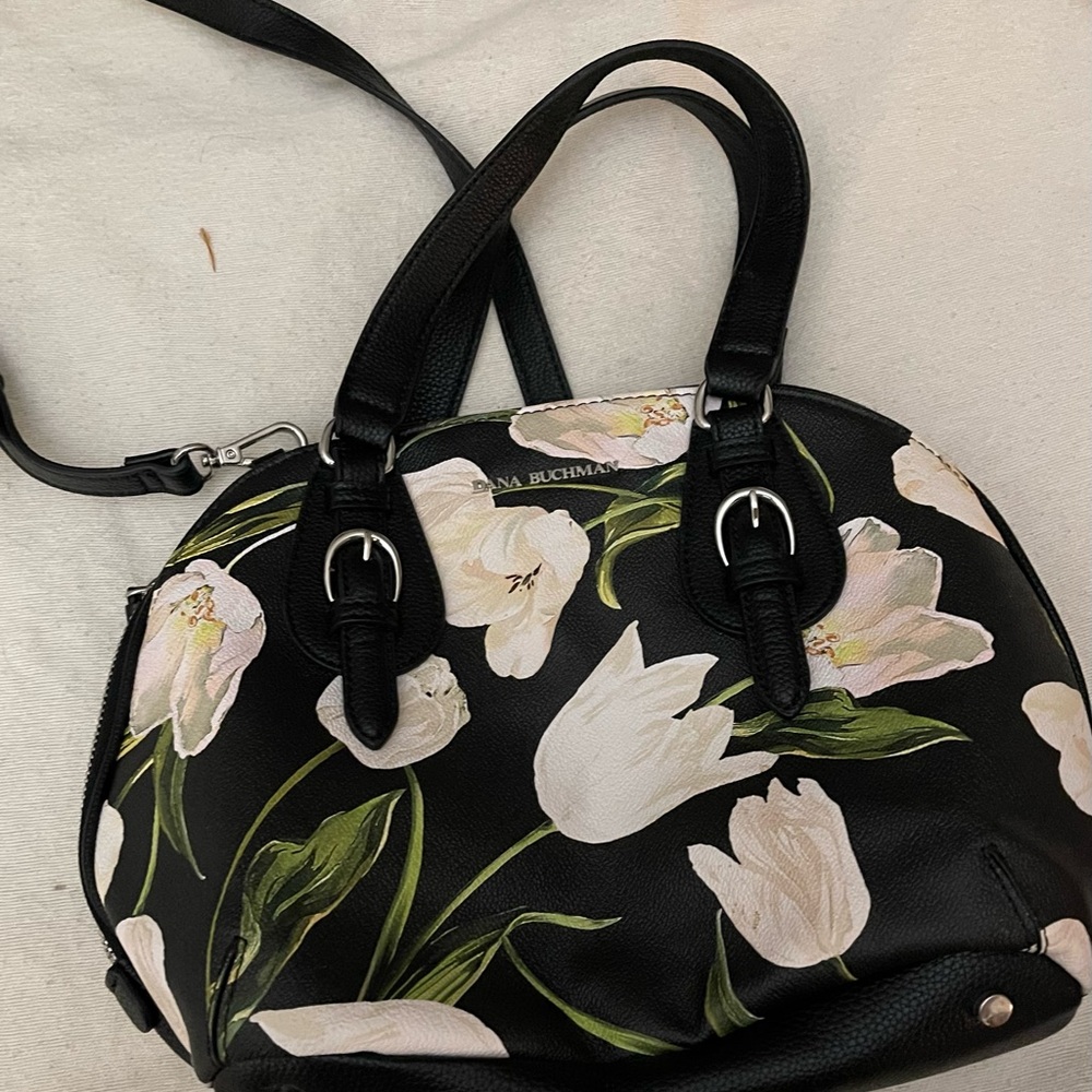 Dana Buchman purse black with white tulips